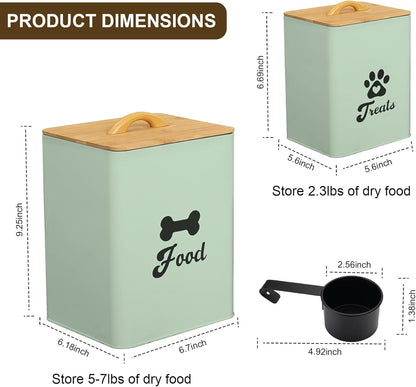 Dog Treat Container 2PCS, Dog Food Storage Container with Lids Airtight, Dog Treat Jars for Kitchen Counter-7+3Lbs, Small Dog Cookie Jar for Storage, (Upgraded) White