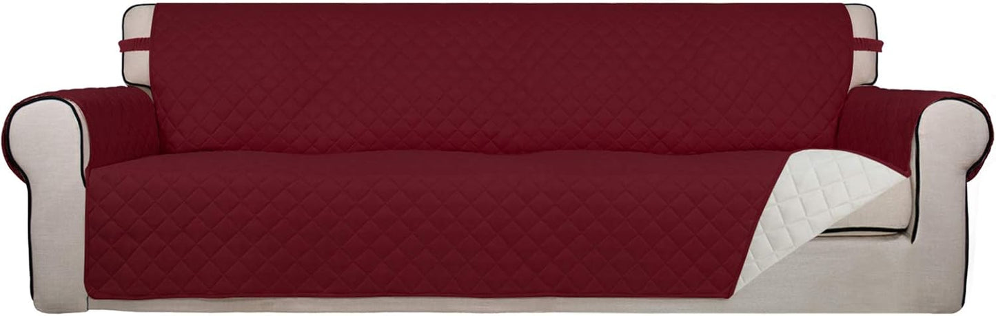 PureFit Reversible Quilted Sofa Cover, Water Resistant Slipcover Furniture Protector, Washable Couch Cover with Non Slip and Elastic Straps for Kids, Dogs, Pets (Sofa, Gray/Light Gray) - Colors A
