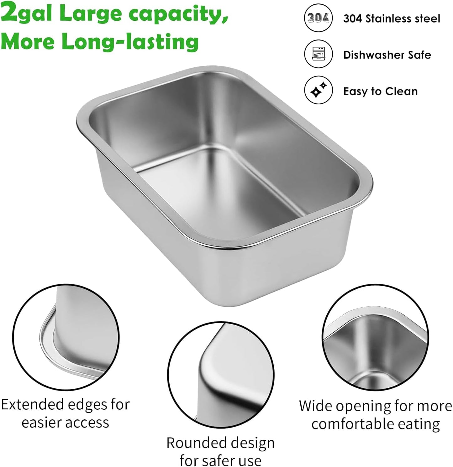 ADENGL 1.6 Gallon Elevated Dog Water Bowl for Large Dogs, 4-Height Adjustable (13–18'') Raised Stainless Steel Bowl with Spill-Proof Mat & Sturdy Metal Stand, Easy-Clean Feeder for Indoor/Outdoor Use