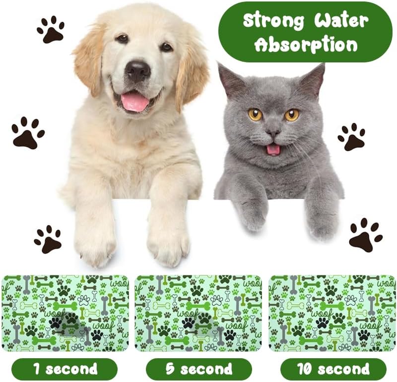 Dog Food Mats for Floors Waterproof, Pet Water Bowl Mats Pet Feeding Absorbent Placemats Plaid 12 * 20 inch