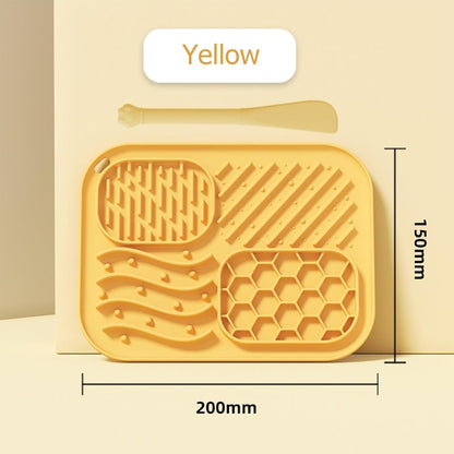 Dog Lick Mat with Suction Cups–Silicone Slow Feeder Mat for Cats & Dogs – Anxiety Relief for Bathing,Grooming,Vet Visits – Peanut Butter Licking Pad,Dishwasher Safe(2-Pack) (Green & Yellow)
