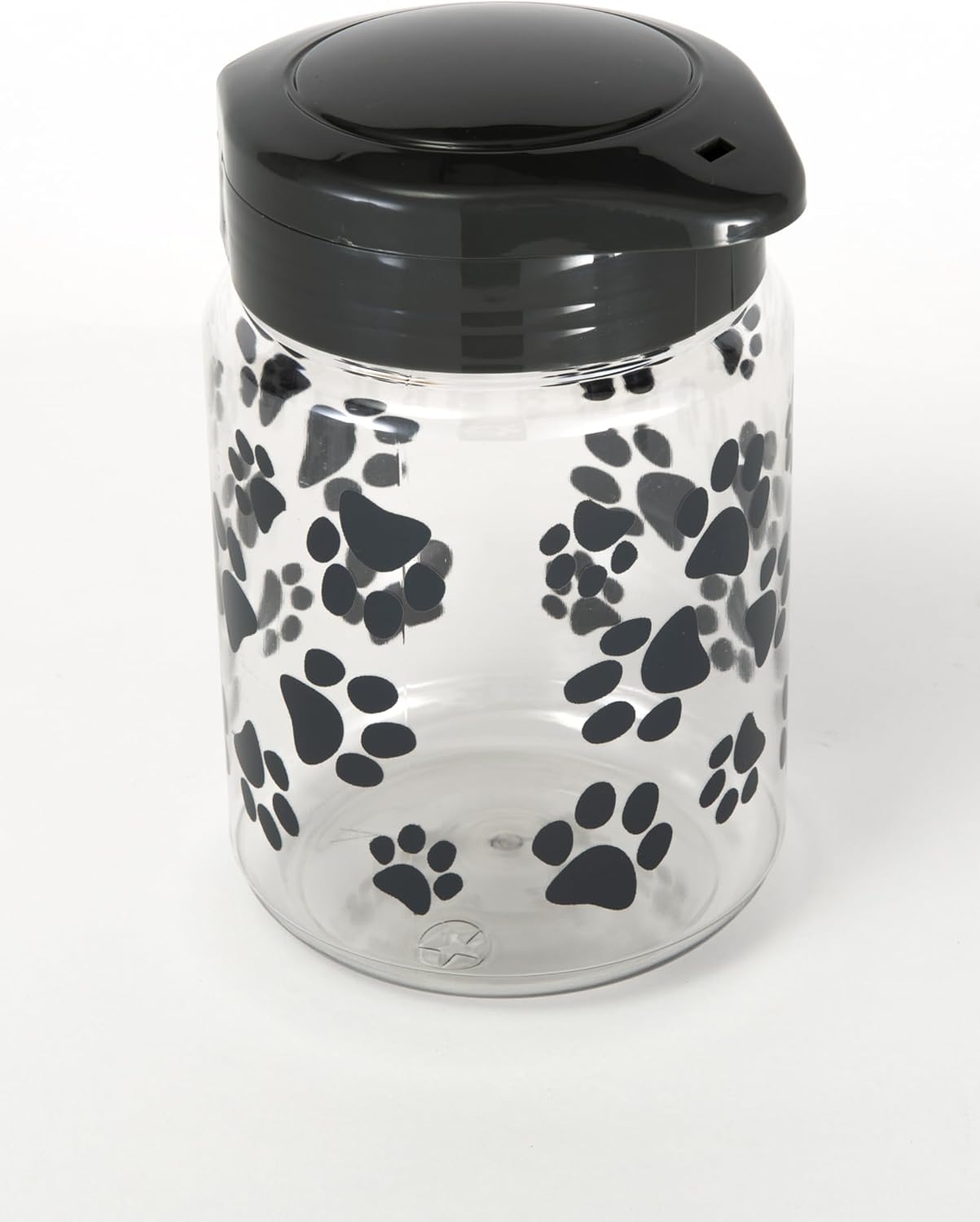 Lixit® Dog Treat Plastic Jar - Airtight Food and Treat Storage Jars for Dogs, Cats, Small Animals and Birds - Made in USA (Paw Prints - Gray, 64 Ounce)