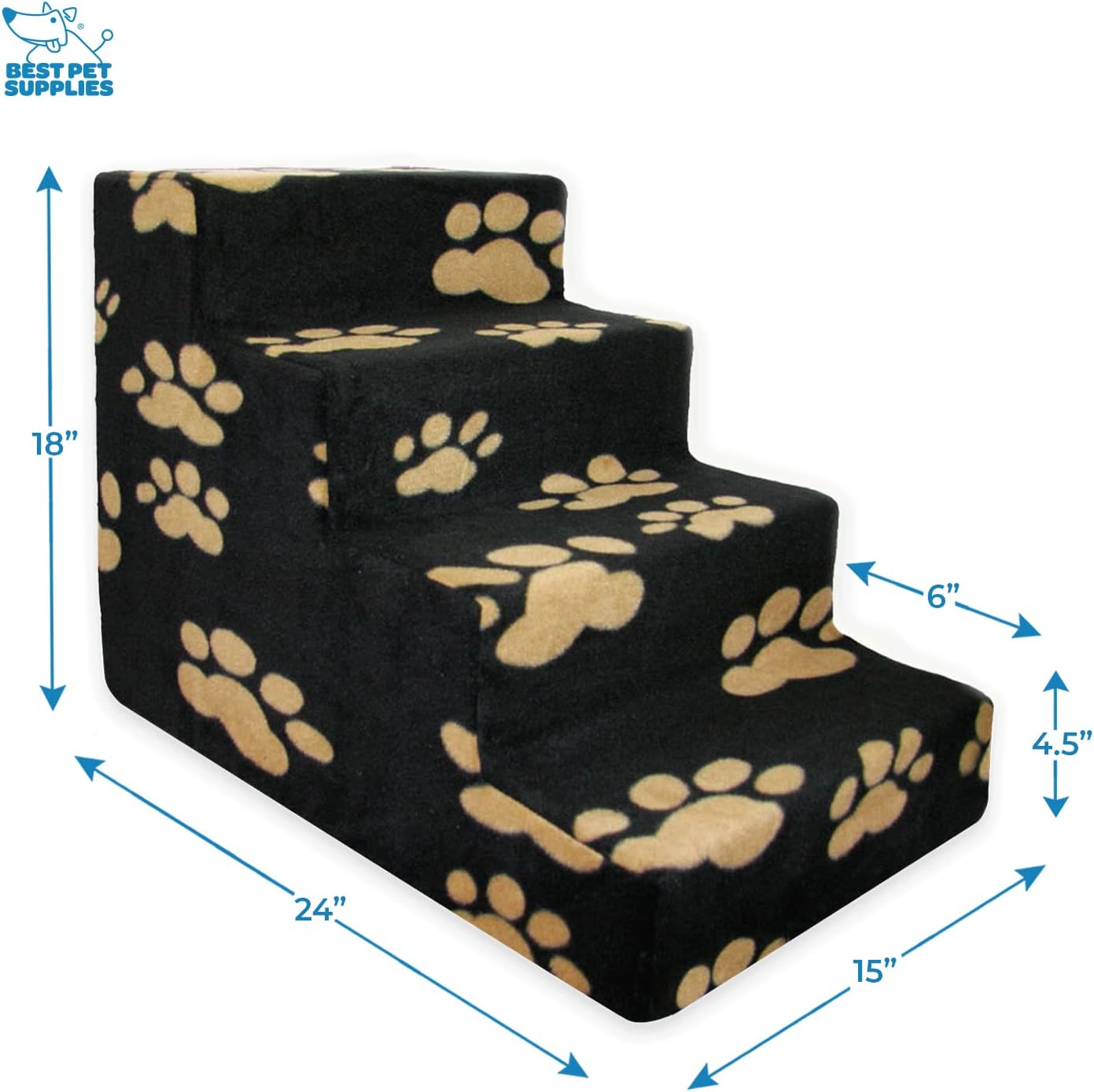 Best Pet Supplies Dog Stairs & Steps - Foam Steps for Small Dogs & Cats, Non-Slip Indoor Balanced Pet Step Support, Dog Ramp, No Assembly, Ash Gray Linen, 2-Step (12-inch Height)