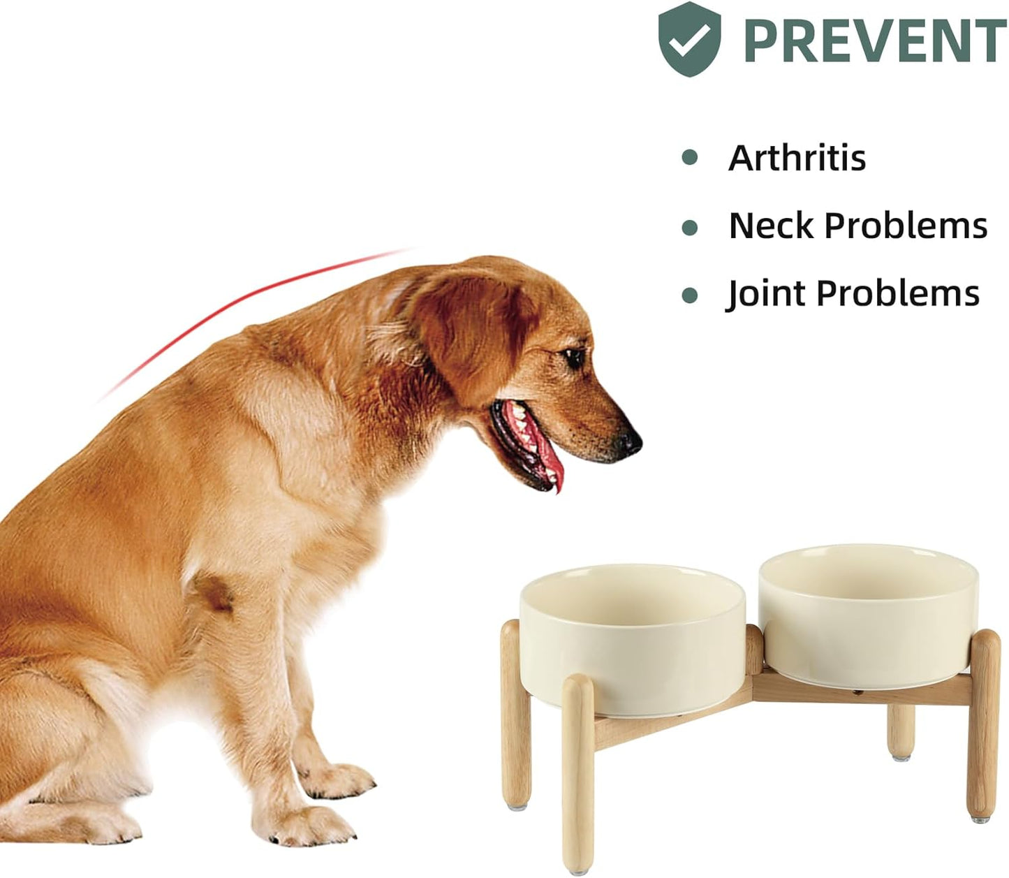Havniva 8.3inch Ceramic Raised Dog Bowl with Stand, Elevated Dog Bowls for Large Breed Dog Food and Water Bowl Non-Slip Dog Dish Large Capacity Feeding Pet Water Bowl