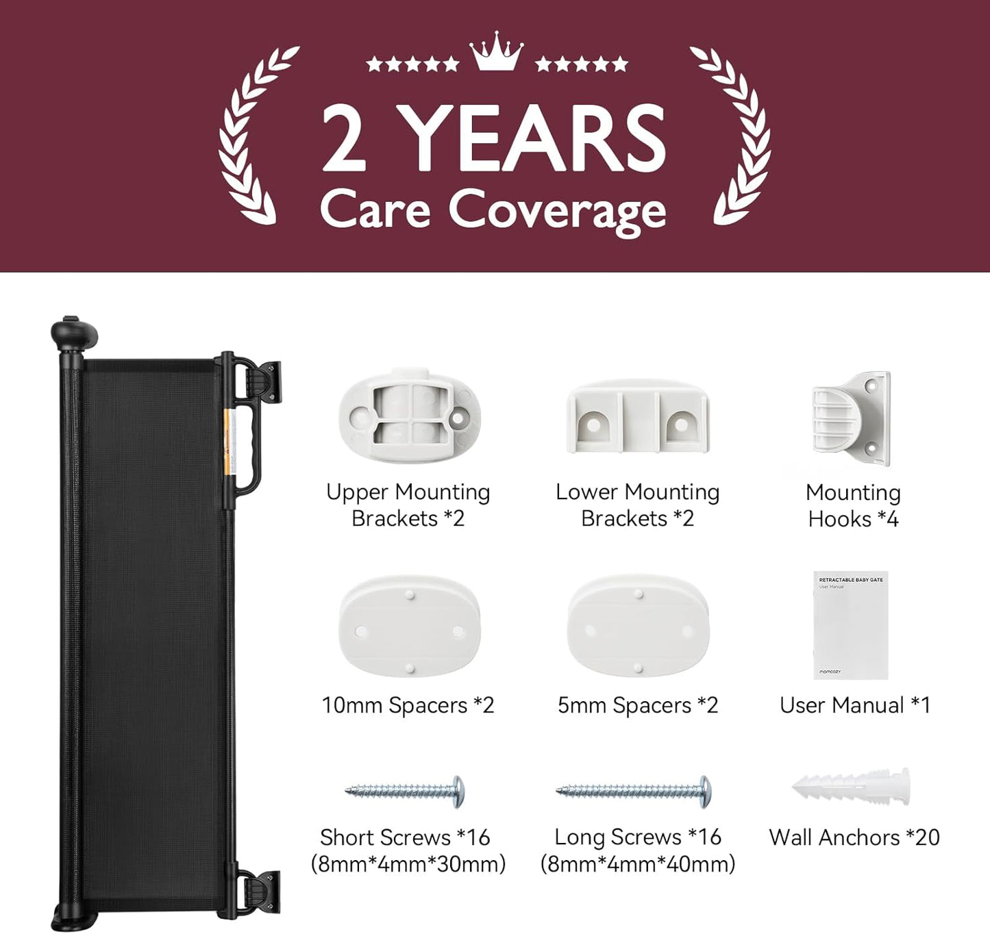 Retractable Baby Gate, Momcozy Extra Wide Mesh Baby Gates for Stairs, 41" Tall, Extends to 71" Wide, Black, Pet Dog Gate for Doorways, Stairs, Hallways, Indoor/Outdoor