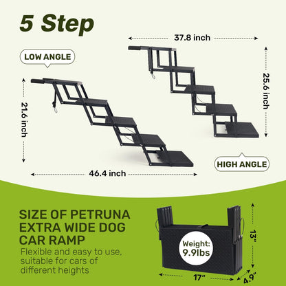 Foldable Dog Car Steps - Upgraded Non-Slip Pet Stairs for Large Dogs, Portable Metal Frame Dog Ramps for High SUV, Truck and Cars, Lightweight Pet Ladder with High Load-Bearing Capacity (6 Steps)