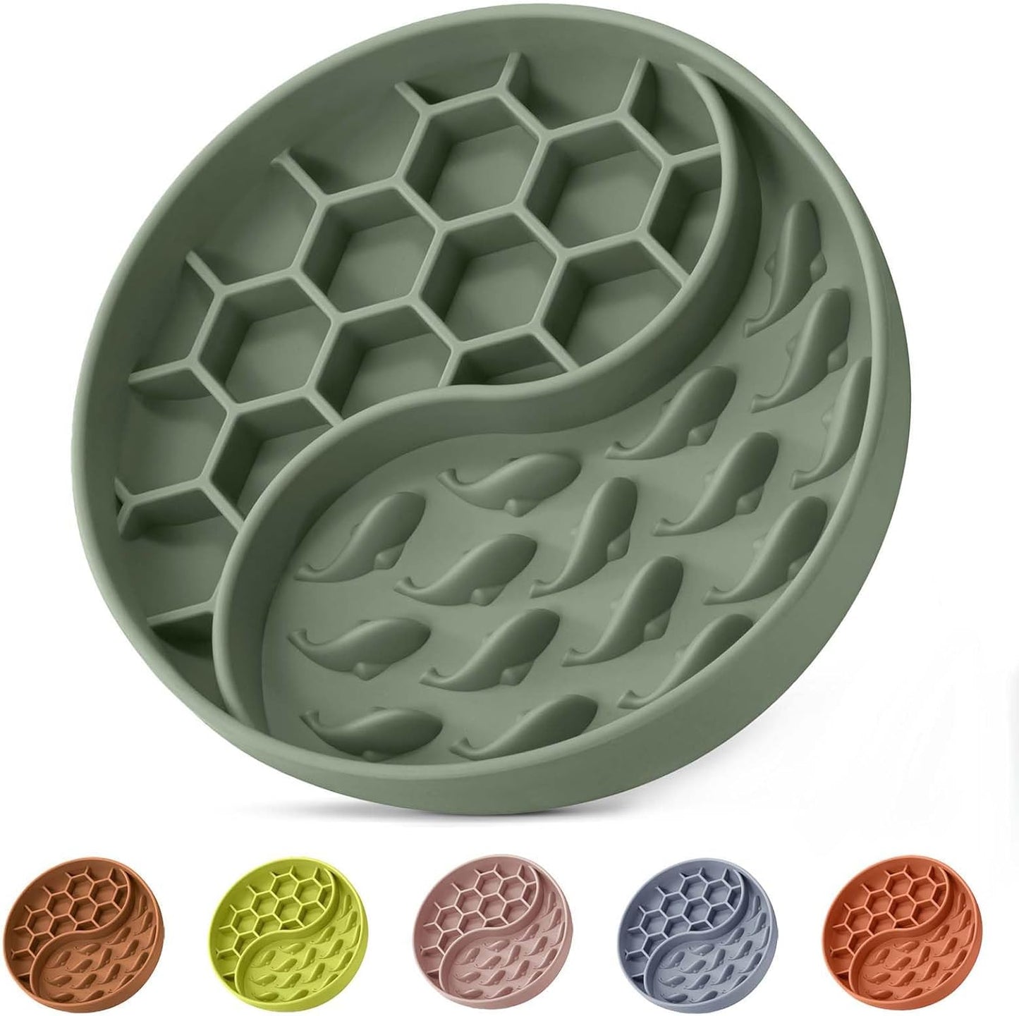 Slow Feeder Dog Bowls, Silicone Pet Food Bowls with Suction Cups, Non-Slip Dog Feeding Slow Down Pet Eating Speed for Fast Eaters, Anxiety Relief & Fun Added (Green)