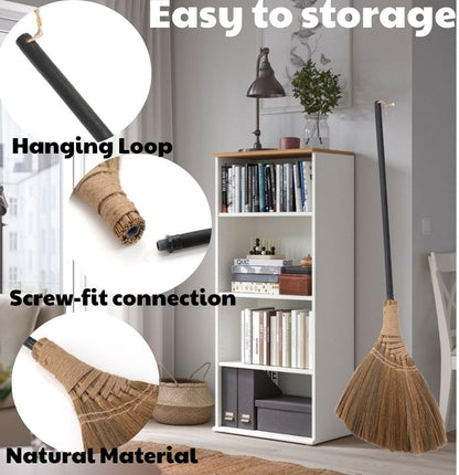Natural Whisk Broom – Vietnamese Straw Soft Broom for Indoor-Outdoor Cleaning, Yard, Sofa, Car Hood, Decoration, 51.57-Inch Long