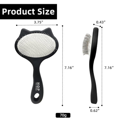 HOP Cat Head Slicker Brush for Dogs Long Pin Dog Slicker Brush for Shedding Dog Dematting Comb Pet Grooming Tool for Long Haired Dogs and Cats Remove Loose Hair Mats Knots Tangles