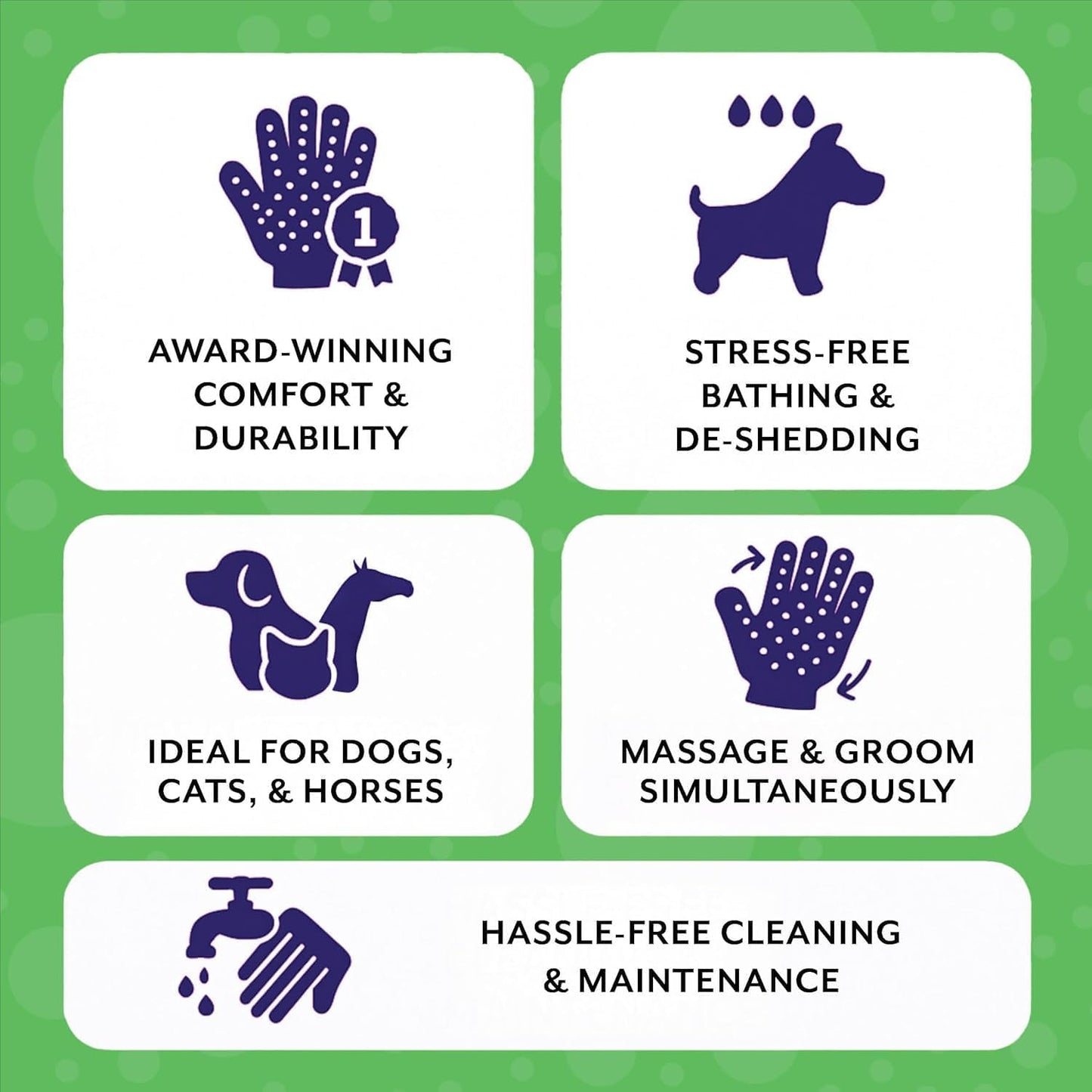 H HANDSON #1 Ranked, Award Winning Handson Gloves for Shedding, Bathing, Grooming, De-Shedding Horses/Dogs/Cats/Livestock/Small Pets - Green Medium
