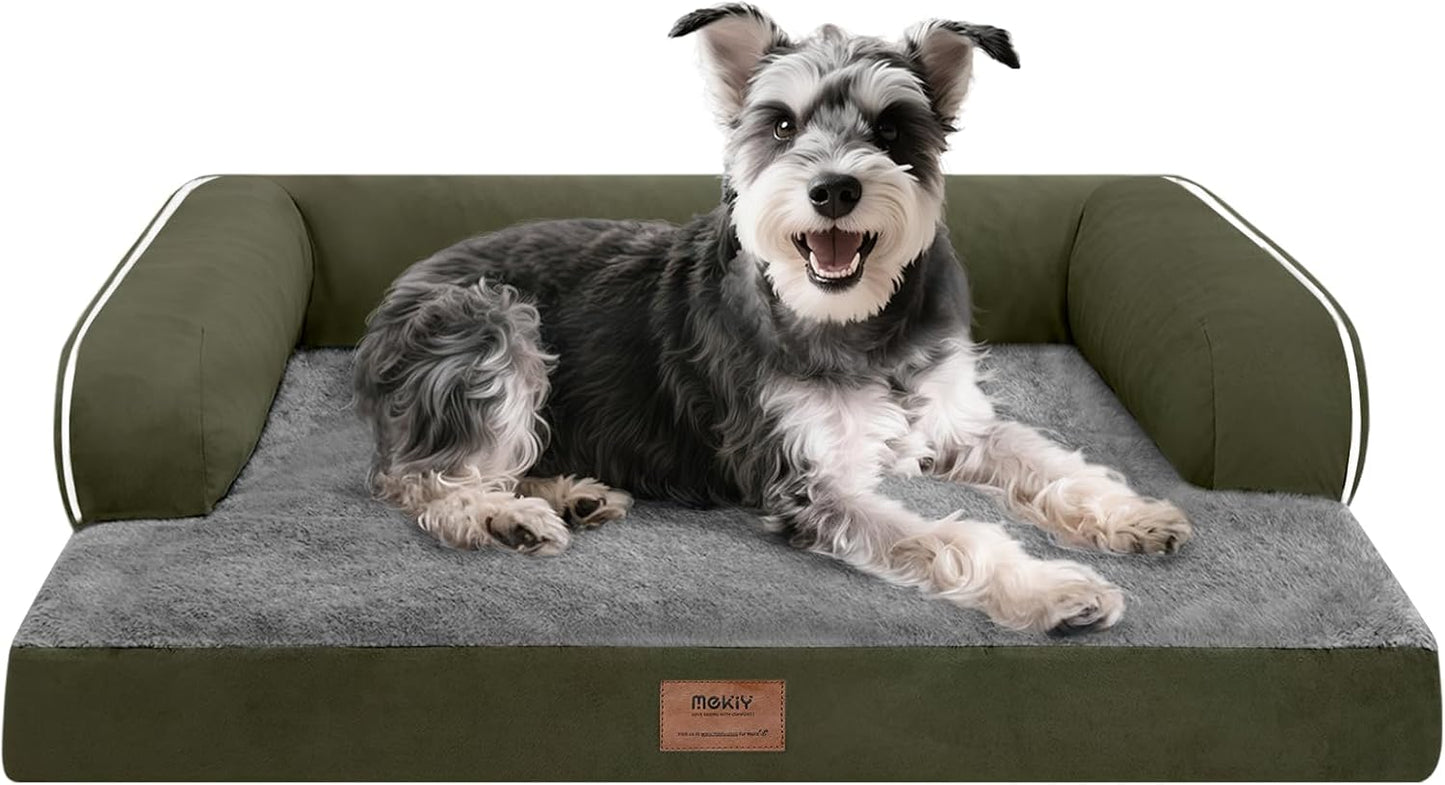 Large Dog Bed Orthopedic Washable - Beds Bolster - Medium XL XLarge Big Dogs - Memory Foam Couch Sofa - Waterproof with Removable Cover