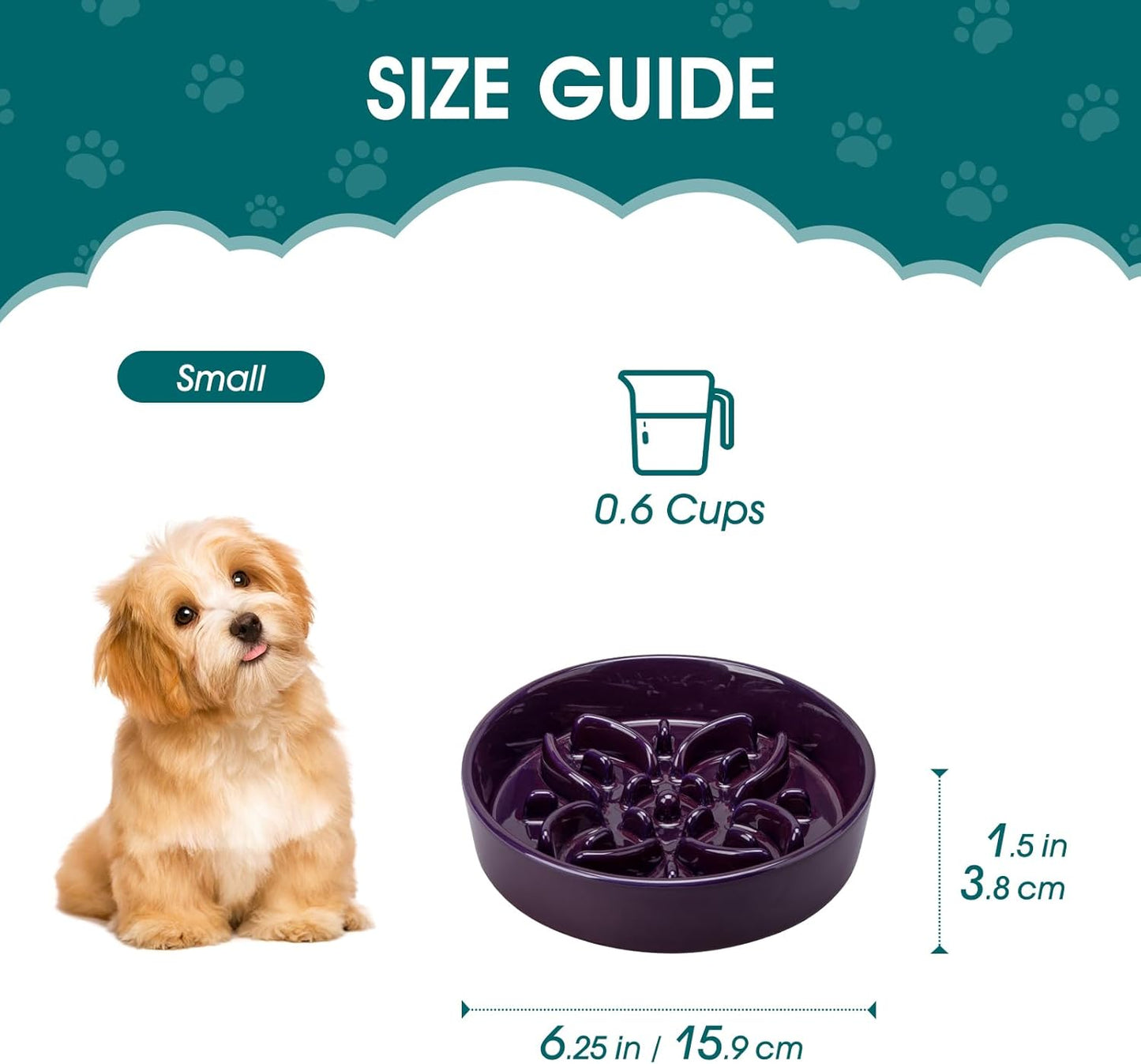vancasso Ceramic Slow Feeder Dog Bowls, Puzzle Dog Food Bowls with Floral Maze, Anti -Slip Pet Food Dish for Small Breed, 0.6 Cups, Pink