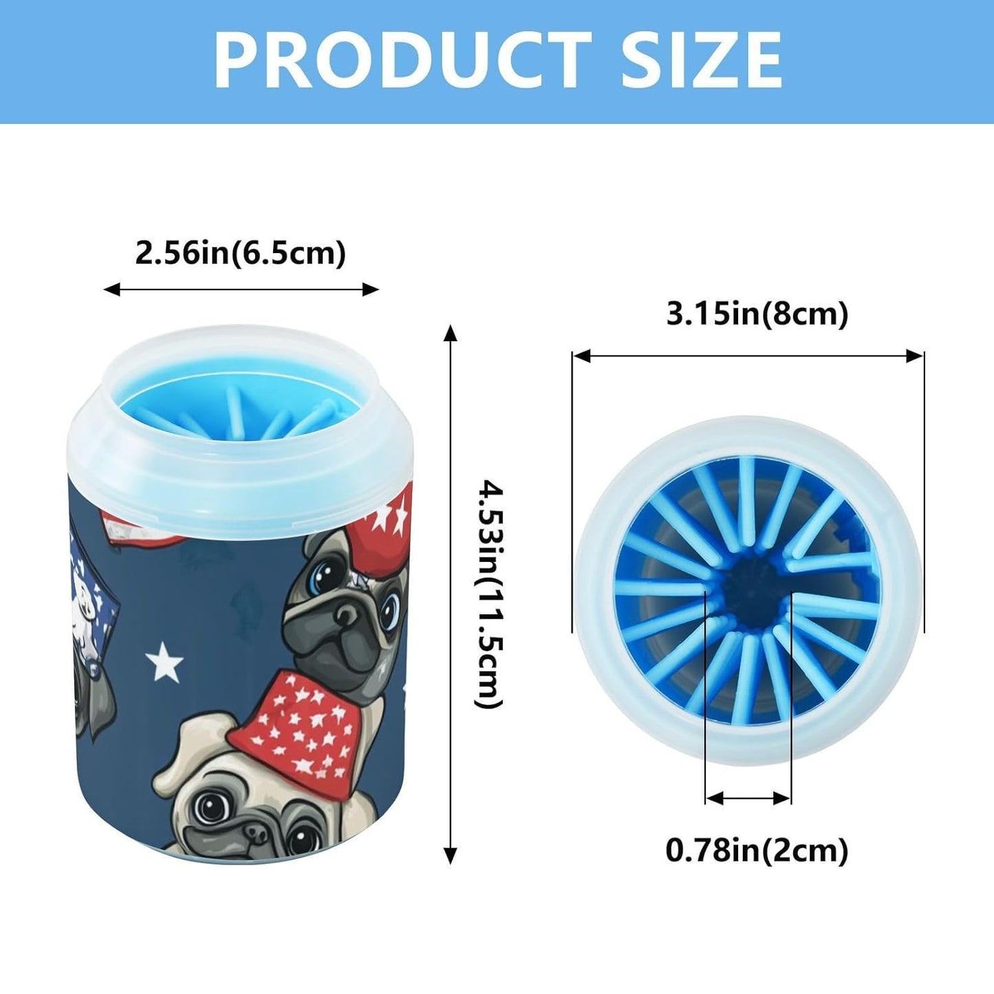 Dog Paw Cleaner Cups for Dogs Pet Foot Washer Paw Scrubber for Medium Small Dogs Cats Cleaning Cup Cute Yellow Fiesta Guitars Cacti and Ethnic Birds