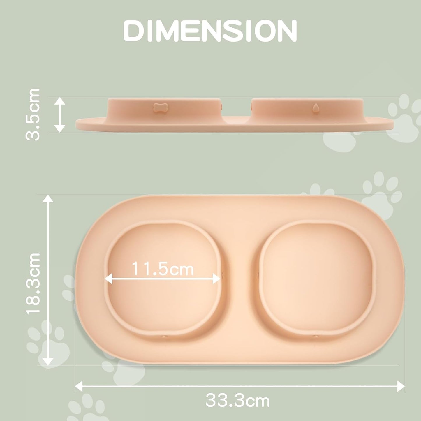 Dog Food Bowls Pet Bowls & Dog Water Bowls with No-Spill and Non-Skid, Feeder Bowls with Dog Bowl Mat for Small Medium Large Size Dogs Cats Puppy Pets, Dog Dishes (Green)