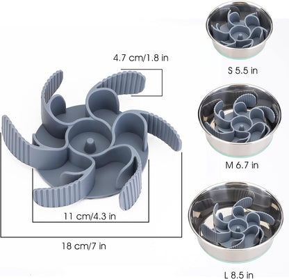 Keegud Slow Feeder Dog Bowls Insert [Octopus Suction Cups] Super Firm Slow Eating Dog Bowl [Cuttable] for Large Breed and Medium Size Dog Compatible with Regular and Elevated Dog Bowls (Turbine)