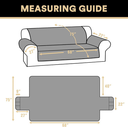PrinceDeco 100% Waterproof Couch Cover for 3 Cushion Couch Sofa Pet Friendly Non-Slip Couch Cover for Dogs Washable Water Resistant Furniture Protector with Elastic Straps(Sofa 68", French Oak)