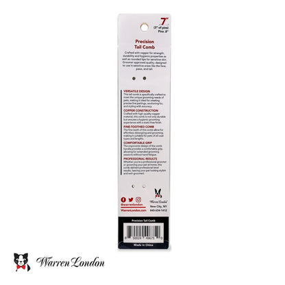 Warren London Cool Cat Greyhound Style Comb – 7.5" Professional Copper Cat Grooming Comb with Fine & Coarse Teeth, Rounded Pins for Detangling/Sensitive Skin, Deshedding & Dematting