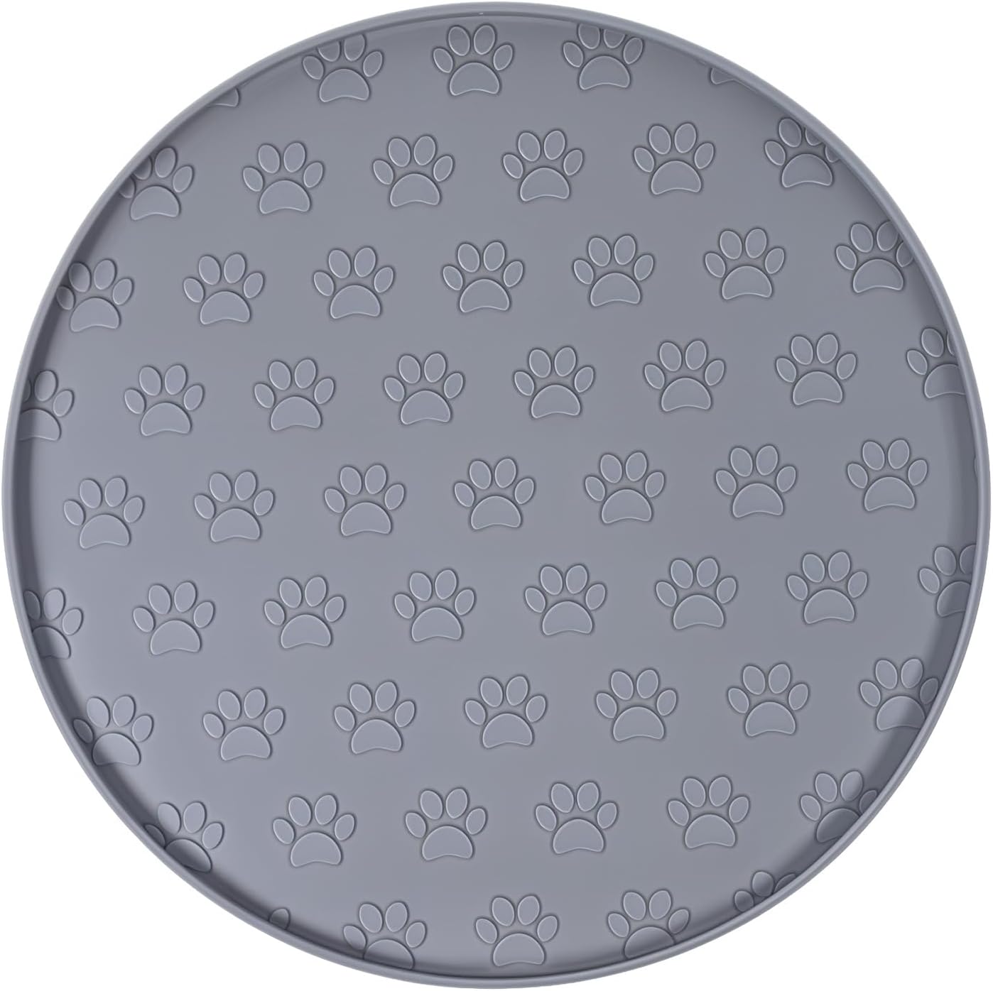 Silicone Pet Food Mat, Dog Dish Mat, Dog Cat Food Mats Small, Silicone Mats for Dogs Bowls, Waterproof Non-Slip Dogs Cat Water Bowl Placemat with Raised Edge, Gray