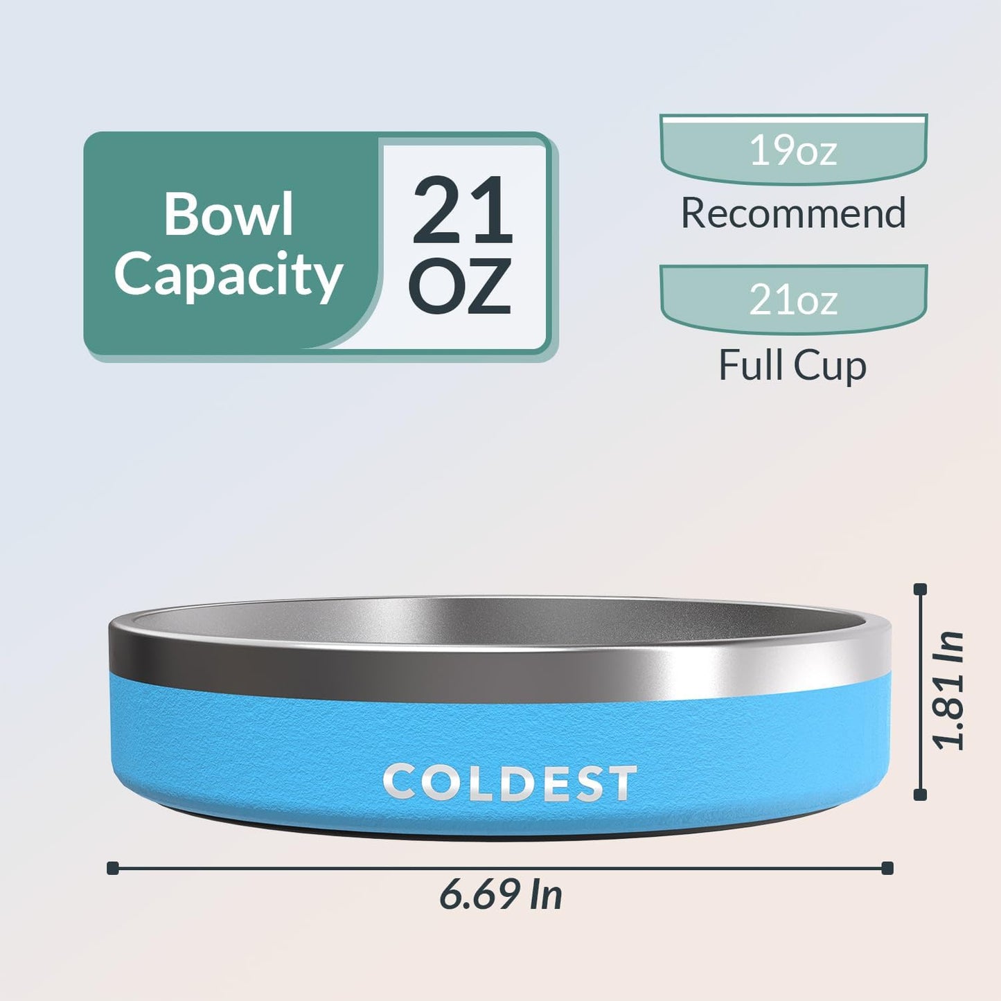 Coldest Dog Bowl - Anti Rust Metal, Non Slip, 3 Layers Insulated Stainless Steel Dog Bowls - Spill Proof & Heavy Duty - Water Bowl for Dogs, Cats & Pets, Dish Washer Safe (21 oz, Stealth Black)