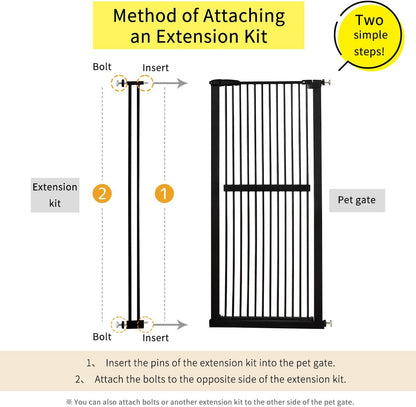 Lumizone Extra Tall Cat Gate 61.02" High Pressure Mounted Extra Wide 30.12"-34.05" (17Sizes) 1.37" Gap No Drilling Auto-Close Tall Pet Gate for Dogs (Black, 30.12"-34.05" W)