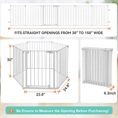 COMOMY 198" Baby Gate Extra Wide, Dog Gate Pet Gate for House Stairs Doorways Fireplace, 3 in 1 Play Yard Child Safety Gate, Auto Close, Hardware Mounted (30" Tall, Black)