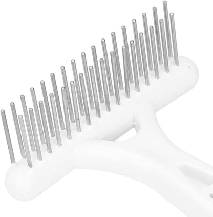 Emoshayoga Pet Double Row Rake, Gentle and Safe Dog Undercoat Rake Removing Dead Hair Non‑Slip Handle with Double‑Row Comb Teeth for Thick Long Hair