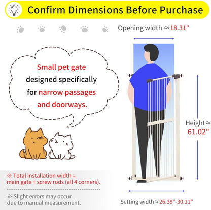Lumizone Extra Tall Cat Gate 61.02" High Pressure Mounted Extra Wide 30.12"-34.05" (17Sizes) 1.37" Gap No Drilling Auto-Close Tall Pet Gate for Dogs (Black, 30.12"-34.05" W)