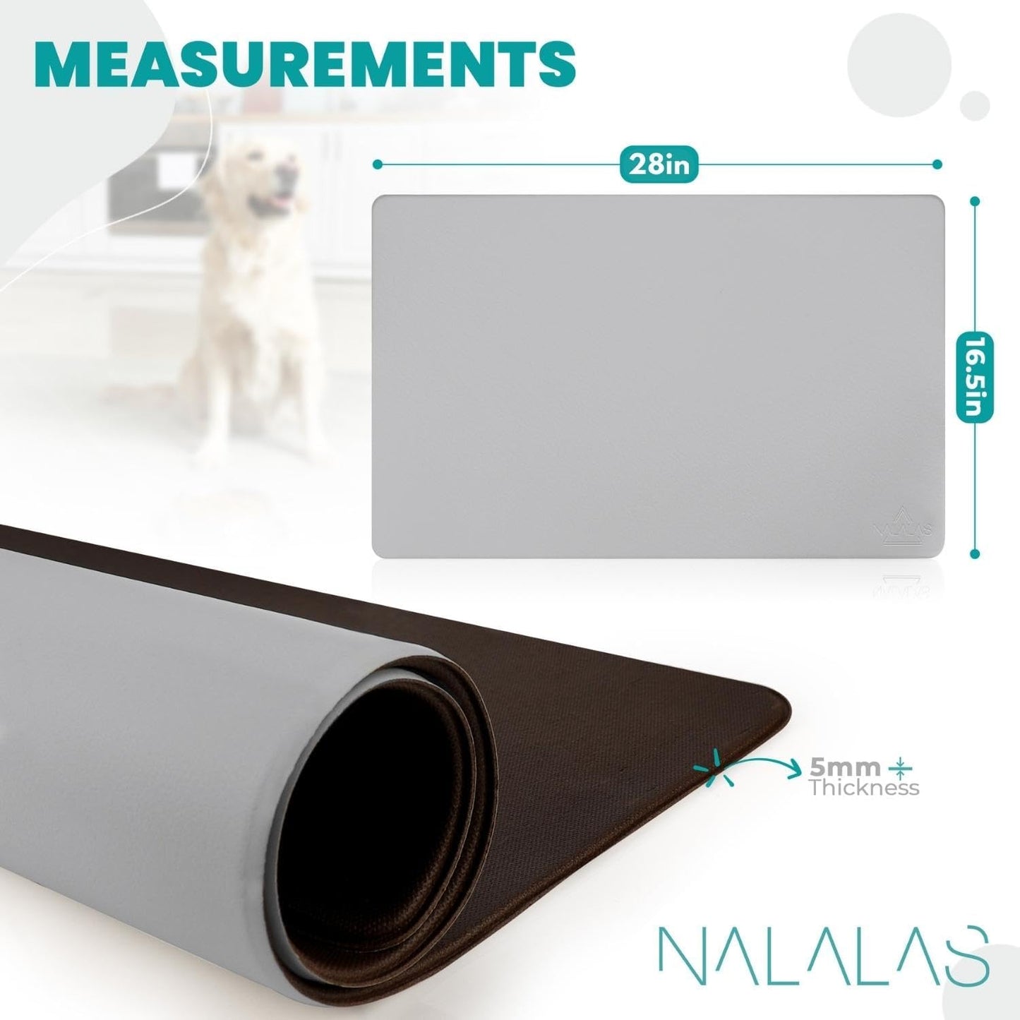 NALALAS Dog Mat for Food and Water, Cat Feeding Mat | Waterproof Dog Bowl Mat | Non-Slip Pet Food Mat for Floors | Pet Mats for Food and Water | Easy to Clean