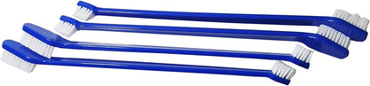 Duke's Pet Products 4 Piece Double Sided Canine Toothbrush Set with Long 8 1/2 Inch Handle (Blue, 4 Peice)