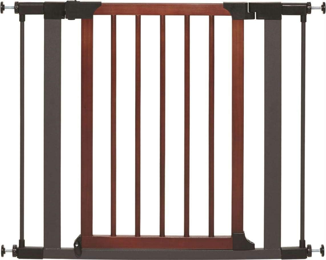 MidWest Homes for Pets 39-Inch High Walk-Thru Pressure Mounted Steel Dog Gate, Expands to 38 Inches Wide, Includes 3-inch Extensions, Textured Graphite