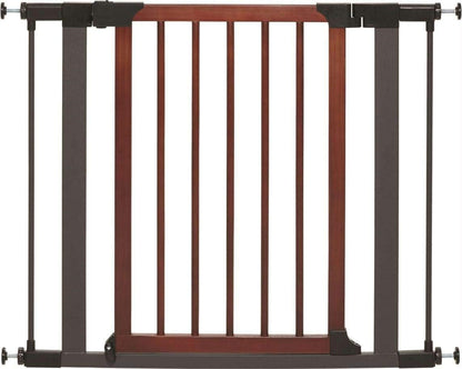 MidWest Homes for Pets 39-Inch High Walk-Thru Pressure Mounted Steel Dog Gate, Expands to 38 Inches Wide, Includes 3-inch Extensions, Textured Graphite