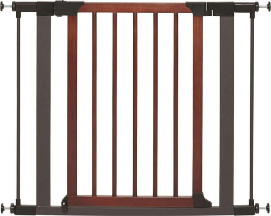 MidWest Homes for Pets 39-Inch High Walk-Thru Pressure Mounted Steel Dog Gate, Expands to 38 Inches Wide, Includes 3-inch Extensions, Textured Graphite