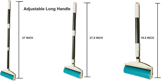 Sticky Resuable Tapeless Lint Roller Cat Dog Hair Remover with Long Handle Washable Tool Pet Shedding Brush Cleans Your Suit/Sofa 3 Diffrent Size One Set