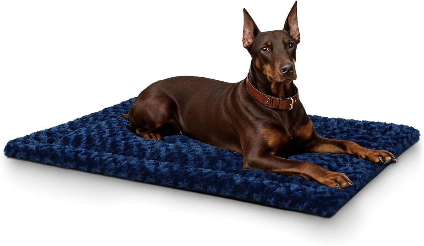 Washable Dog Bed Mat Ultra Soft Dog Crate Pad Comfy Fluffy Pet Kennel Beds Sleeping Mattress for Large Jumbo Medium Small Dogs, 36 x 23 Inch, Gray
