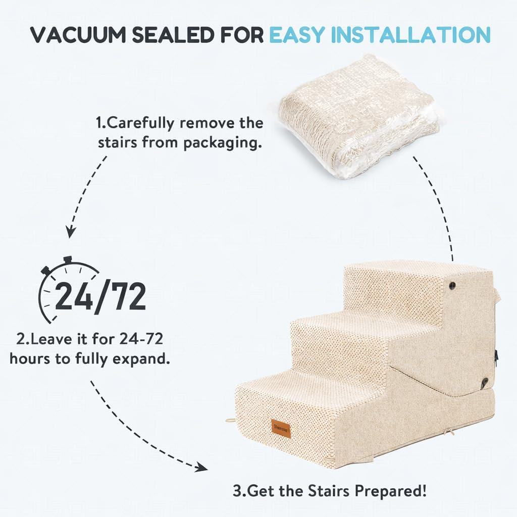 4-Step Dog Stair and Ramp for Small Dogs and Cats, Pet Steps for Bed with Non-Slip Bottom, Grey