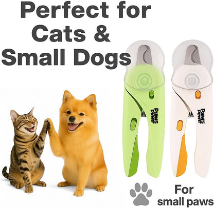 Cat Nail Clipper & Small Dog Nail Clippers with LED Light - Illuminates Nails & Bloodline for Safe, Easy Trimming - Extra Sharp, Avoid Over-Cutting - Essential Cat Supplies, White