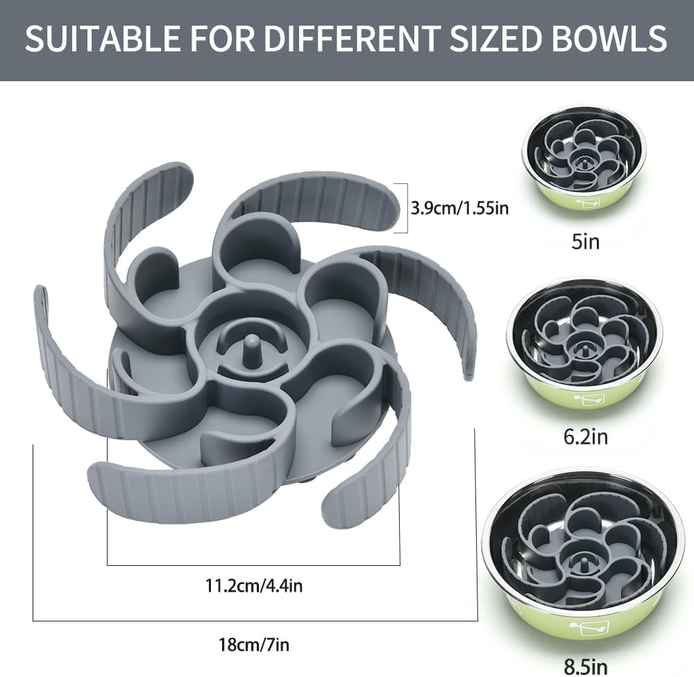 Slow Feeder Dog Bowls Insert,Third Generation upgradedSuper Firm Eating Bowl（Cuttable） for Large Breed and Medium Small Size Compatible with Regular Elevated Metal Glass Dog Bowl (Green)