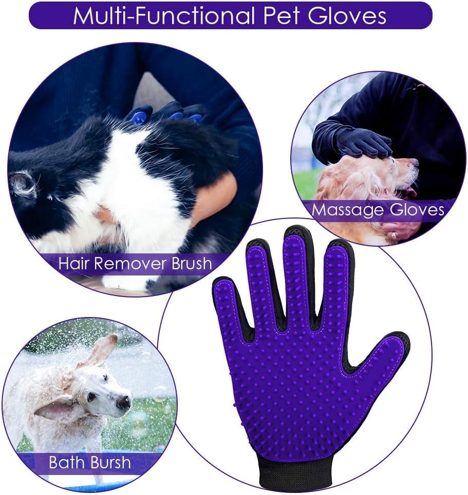 Pet Hair Remover Glove - Gentle Pet Grooming Glove Brush - Deshedding Glove - Massage Mitt with Enhanced Five Finger Design - Perfect for Dogs & Cats with Long & Short Fur - 1 Pack (Right-hand), Green