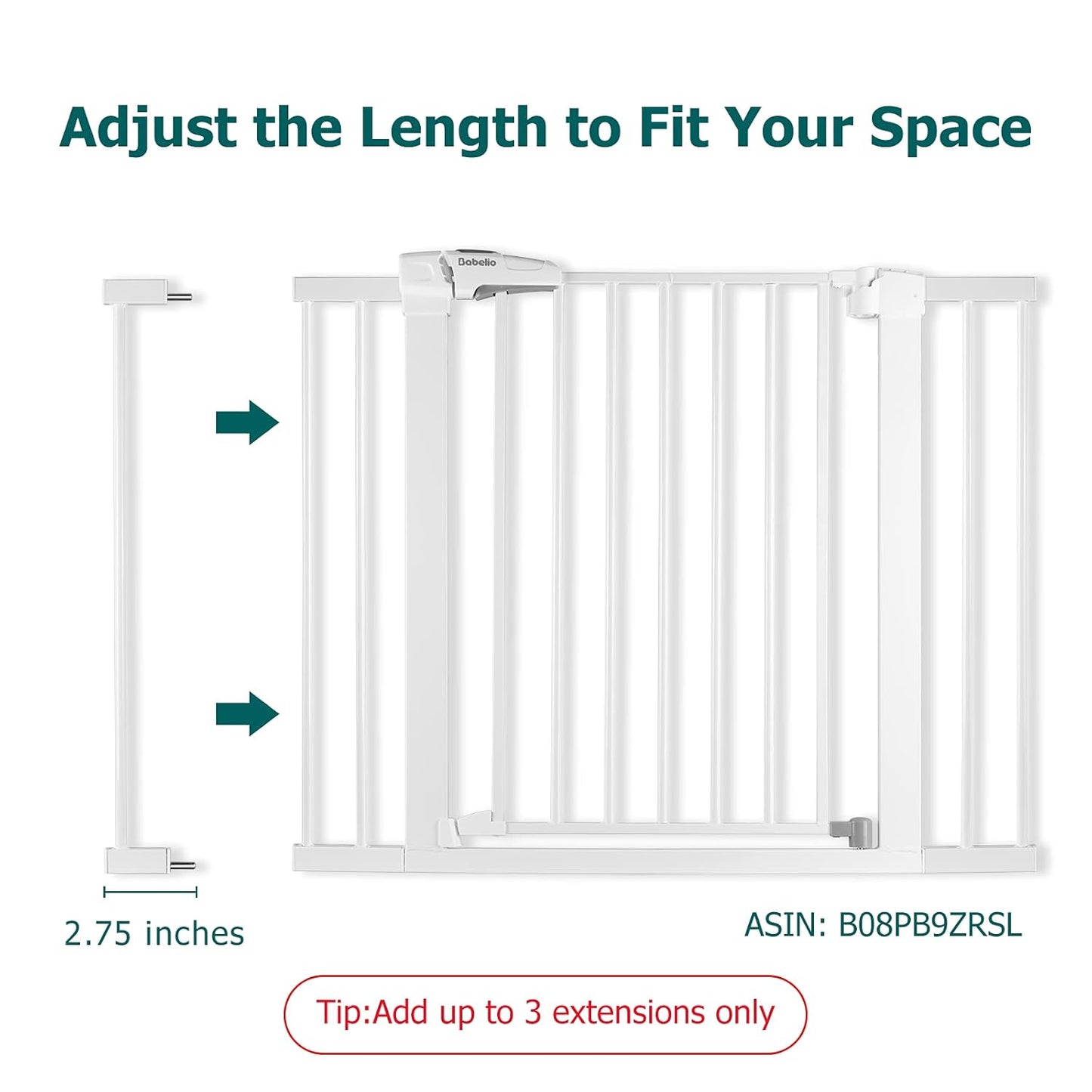 BABELIO Baby Metal Gate Extension with Wood Pattern, 5.5'' Extra Wide Pet Gate for Stairs & Doorways, Pressure Mounted Baby Gate Dog Gate, No Tools Required, 30'' Tall