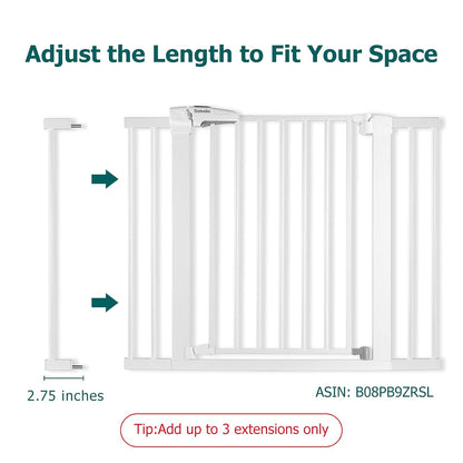 BABELIO Baby Metal Gate Extension with Wood Pattern, 5.5'' Extra Wide Pet Gate for Stairs & Doorways, Pressure Mounted Baby Gate Dog Gate, No Tools Required, 30'' Tall