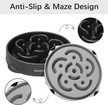 MateeyLife Slow Feeder Dog Bowls 2PCS, Anti-Choking Puzzle Dog Food Bowls, Anti-Slip Interactive Feeding Slow Down Eating, Bloat Stop Maze Dishes for Medium Breeds Pink&Purple