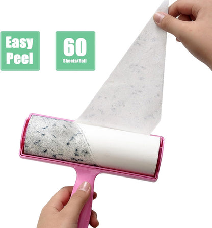 7.5 inch Lint Roller Refills Only, Pet Hair Remover Refills for Clothes Carpet Floor Couch, Extra Sticky Lint Brush Roller Refills, Pack of 5 Rolls, Total 300 Sheets (7.5'' Wide)