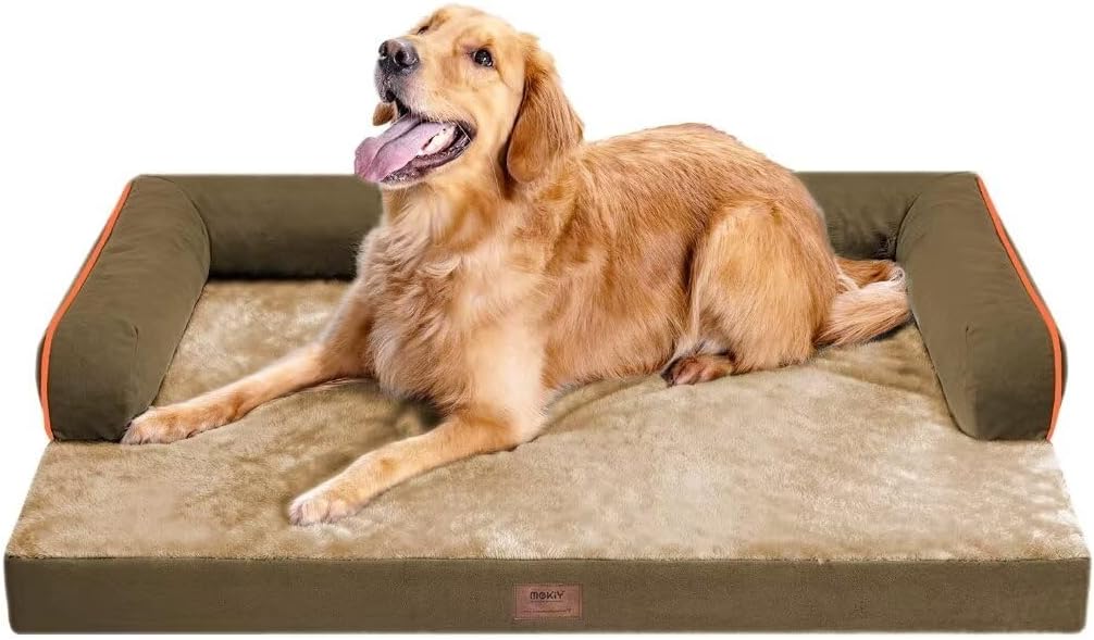 Large Dog Bed Orthopedic Washable - Beds Bolster - Medium XL XLarge Big Dogs - Memory Foam Couch Sofa - Waterproof with Removable Cover