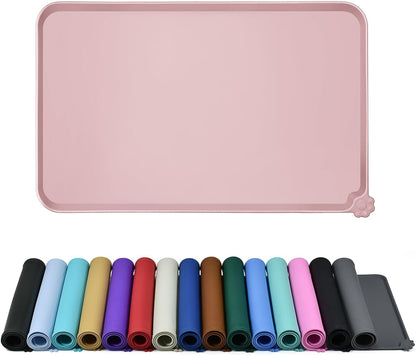 Reopet Waterproof Pet Feeding Mat, Non-Slip Silicone Placemats for Dog Cat Food and Water Bowl, High Raised Edges to Prevent Spills and Protect Floors