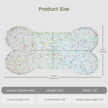 PWTAA Dog Food Mat Anti-Slip Silicone Dog Bowl Mat Thicker Pet Placemat Waterproof Cat Feeder Pad with Raised Edge Puppy Kitten Feeding Mats Suitable Small Medium-Sized Dogs Cats Eating Tray