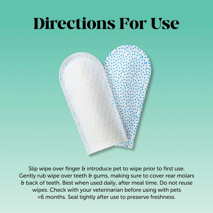 Dog Dental Finger Wipes for Teeth Cleaning Plaque Off - Dental Care for Dogs & Cats, Stain & Tartar Remover for Teeth, Finger Toothbrush Wipes, Fresh Breath & Gum Care with Zinc + Green Tea - 30 ct
