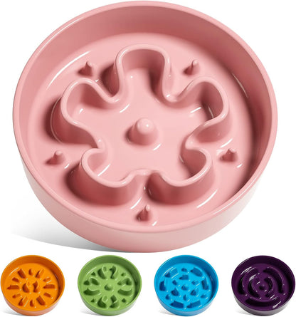 LE TAUCI Dog Bowls Slow Feeder Ceramic, 1.5 Cup Slow Feeding Bowl for Small and Medium Breed, Puzzle Dog Food Bowl for Fast Eater, Maze Purple