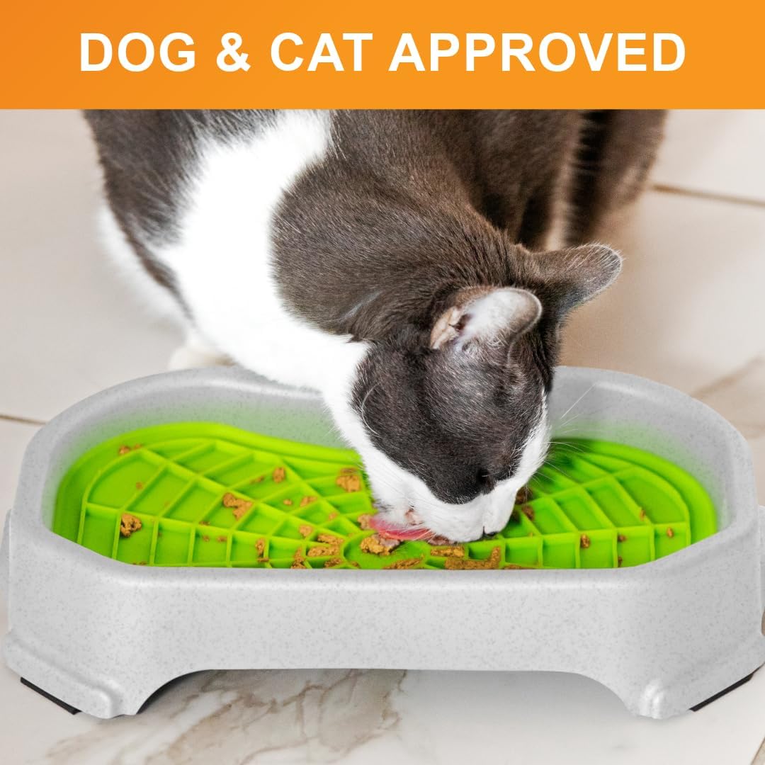 Neater Pets Neat-LIK Dog Lick Mat w/Mess-Proof Tray, Lick Mat for Dogs, Cats, Puppy, Reduces Anxiety & Boredom, Peanut Butter Slow Feeder, Interactive Treat Licking Pad (Green/Vanilla Bean)