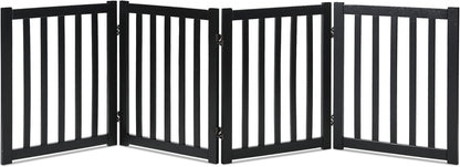 LZRS 2-Panel Wooden Free Standing Foldable Dog Gate Indoor – Solid Hardwood 24" High, Step-Over Safety Pet Gate for Doorways, Stairs & Small Spaces - Indoor Use, White