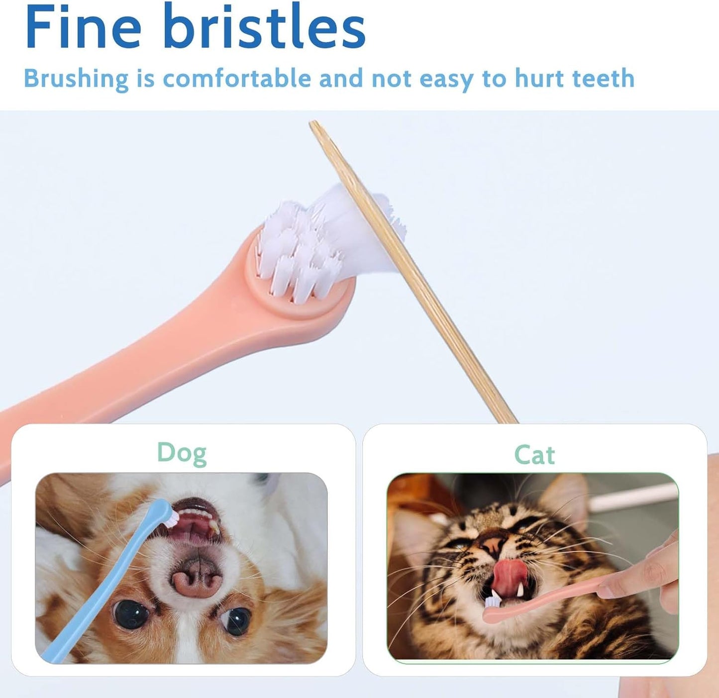salbsever 4Pcs Dog Toothbrush Pet Toothbrush Soft Mini Cat Tooth Brush Puppy Tooth Brush, Travel Portable Mini Head Deep Clean Kit for Small Dog & Cat, Puppy, Kitten